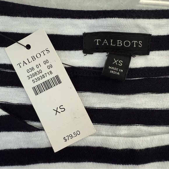 Women’s Talbots The Sleeve Knit Shift Striped Dress XS 100% Cotton Tie Sleeves - Picture 12 of 16